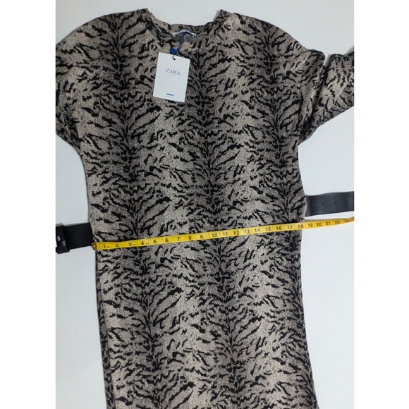 ZARA Belted Animal Print Midi Dress Size M - Picture 6 of 8